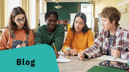 Group of students working on mathematics. 