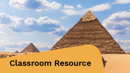 The Pyramids and bedouins in the desert of Giza, Egypt.