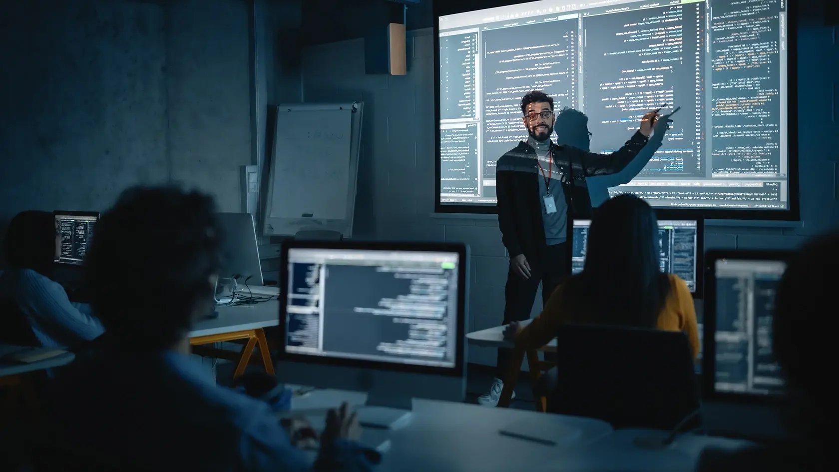 teacher and students in a CTE classroom