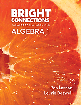 Bright Connections Algebra 1 student edition cover aligned to Florida B.E.S.T. math standards