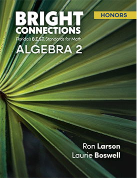 Bright Connections Algebra 2 Honors student edition cover aligned to Florida B.E.S.T. math standards