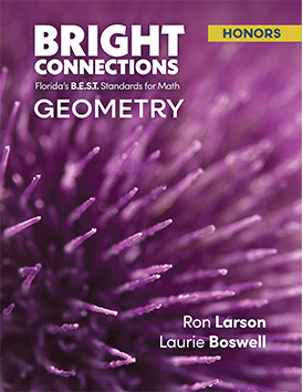Bright Connections Geometry Honors student edition cover aligned to Florida B.E.S.T. math standards