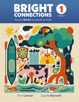 Bright Connections Grade 1 Volume 1 student edition cover aligned to Florida B.E.S.T. math standards