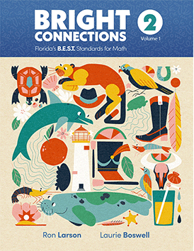 Bright Connections Grade 2 Volume 1 student edition cover aligned to Florida B.E.S.T. math standards
