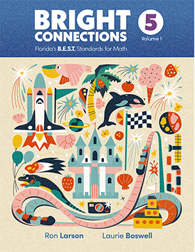 Bright Connections Grade 5 Volume 1 student edition cover aligned to Florida B.E.S.T. math standards