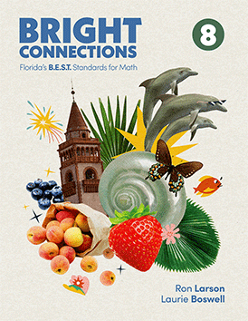 Bright Connections Grade 8 student edition cover aligned to Florida B.E.S.T. math standards