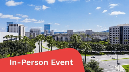 Aerial view of the downtown Irvine, California skyline.