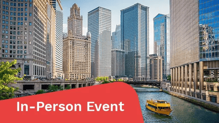 Chicago Skyscraper Cityscape along the Chicago River in Summer.