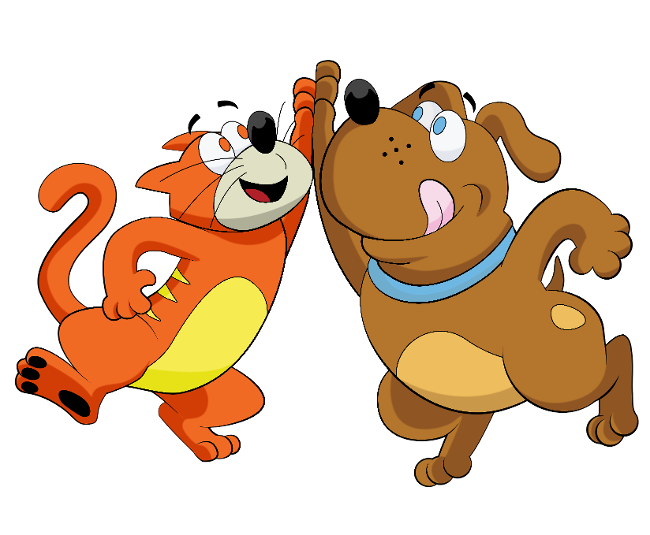 Image of Big Ideas Learning puppets, Newton and Descartes, a cat and a dog