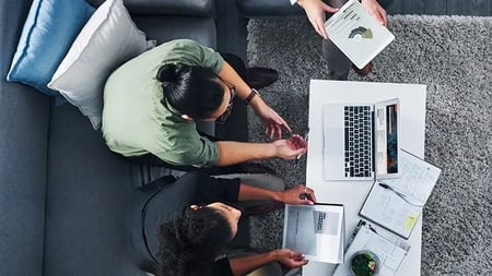 Group of businesspeople having a discussion in an office