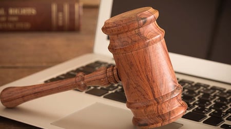 legal gavel sitting on desk