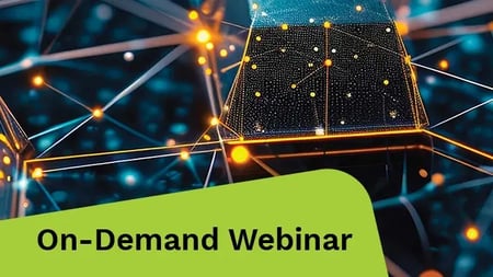 A 3D cube featuring a network of interconnected dots and lines.