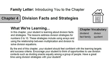 Chapter 4 sample - Family Letter: Introducing You to the Chapter