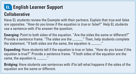 California Math - English Learner Support example from text