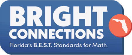 Bright Connections logo with Florida icon and text referencing Florida’s B.E.S.T. Standards for Math