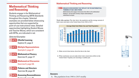 Mathematical thinking and reasoning lesson with a data analysis chart and discussion prompts that support critical thinking in Florida math classrooms.