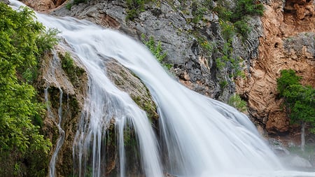 Waterfall photographed with a long exposure in Turner Falls, Davis, Oklahoma
